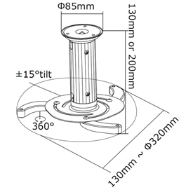 Select Loftmonteret Projektorbeslag 8-15 cm 15 kg